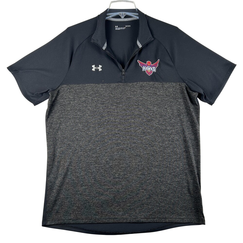 Under Armour Shirt Mens Large Black 1/4 Zip Tulsa Hawks Polo Short Sleeve